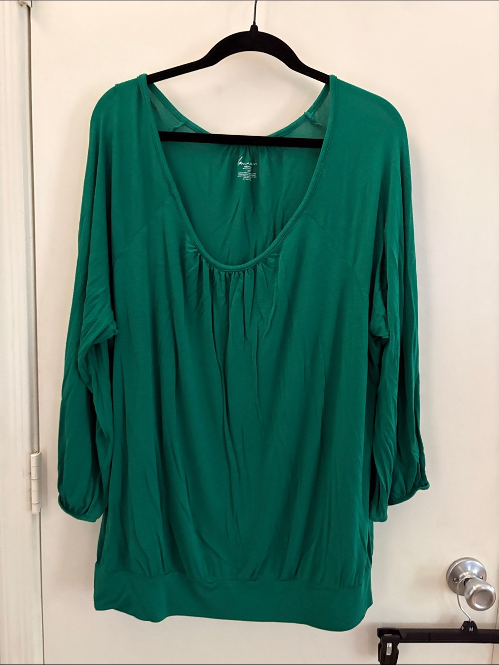 Lane Bryant Emerald Green Scoop Neck Tunic Top Normcore Casual Size 26/28